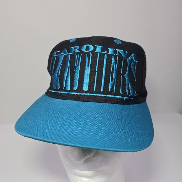 CAROLINA PANTHERS LOGO 7 Vintage 90’s SnapBack NFL Hat -Black/Teal - Picture 3 of 10